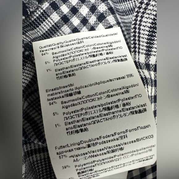 NWT Hugo Boss Imaia Plaid Checked Sleeveless Top Size 0 Black And White Back Zip - Picture 5 of 9